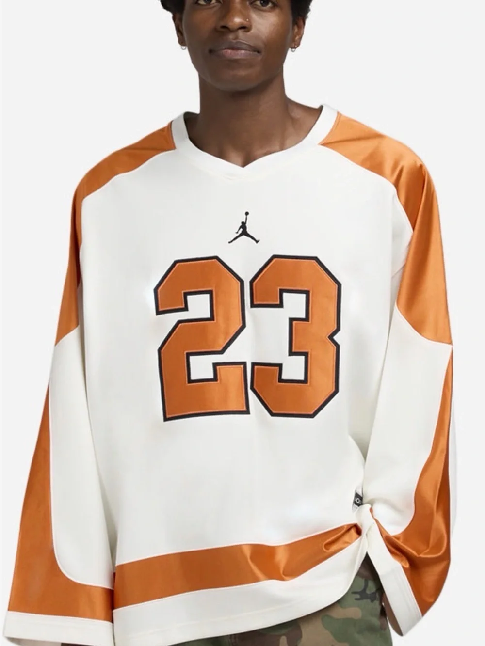 Men's Jordan Brooklyn Collegiate Hockey Jersey White Orange HV0109-133 Size L